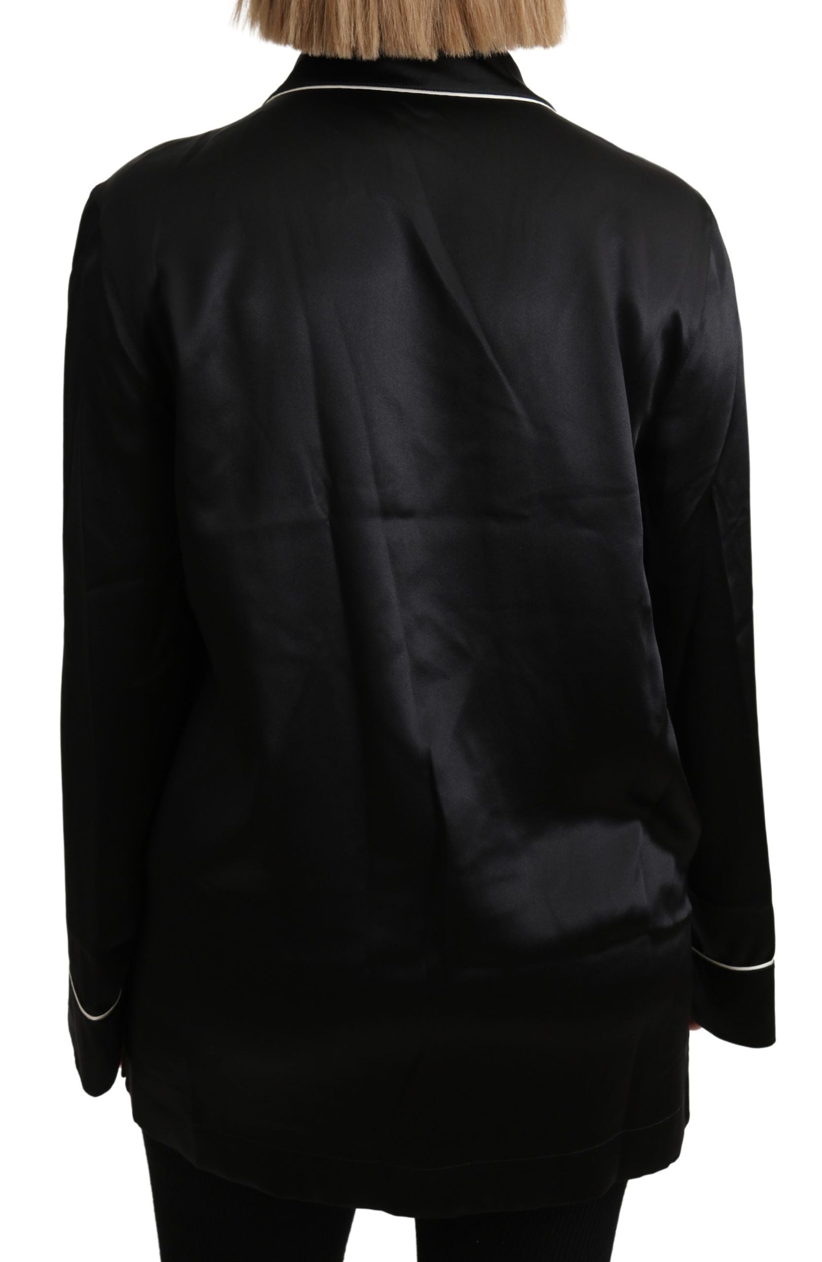 Dolce & Gabbana Elegant Silk Black Button-Up Blouse