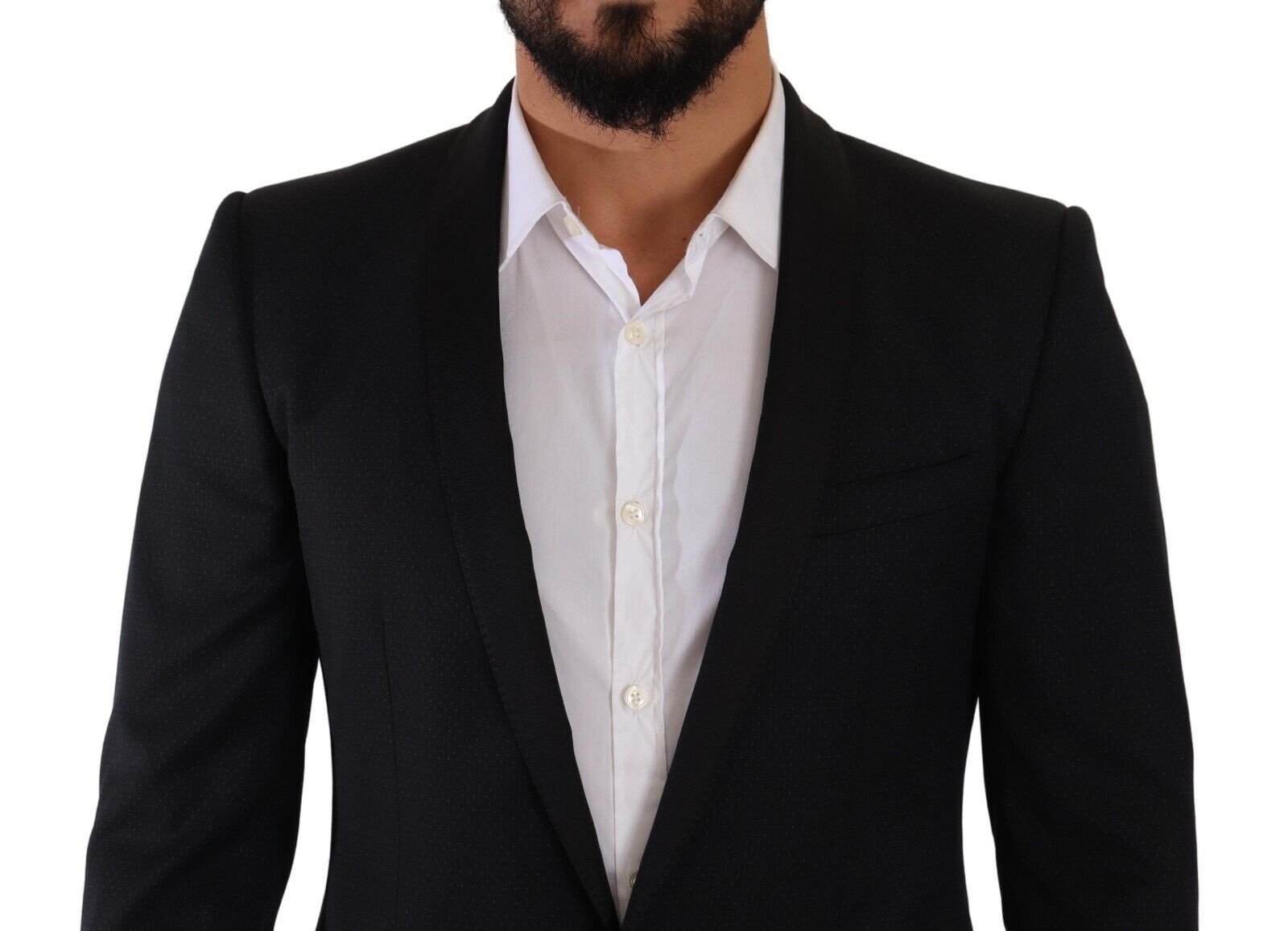 Dolce & Gabbana Elegant Black Patterned Wool-Silk Suit