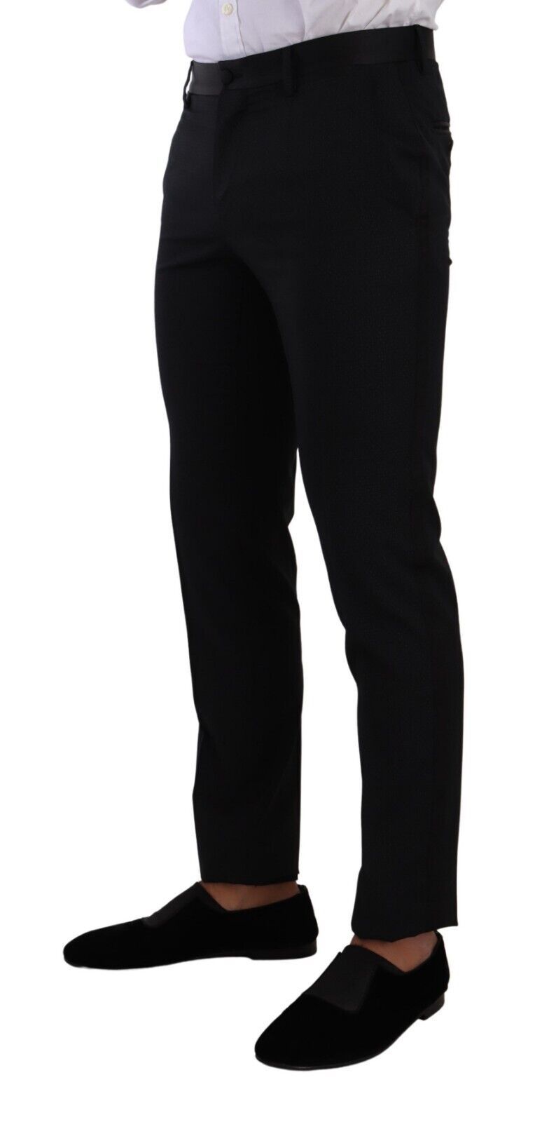 Dolce & Gabbana Elegant Black Patterned Wool-Silk Suit