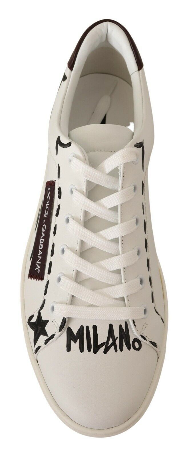Dolce & Gabbana Italian Casual Leather Sneakers in White & Bordeaux