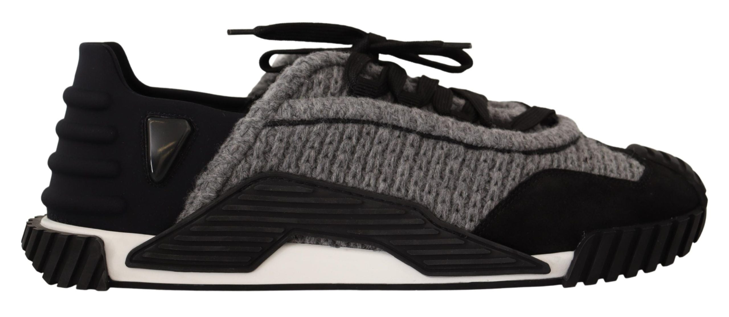 Dolce & Gabbana Black Gray Fabric Lace Up NS1 Sneakers Shoes