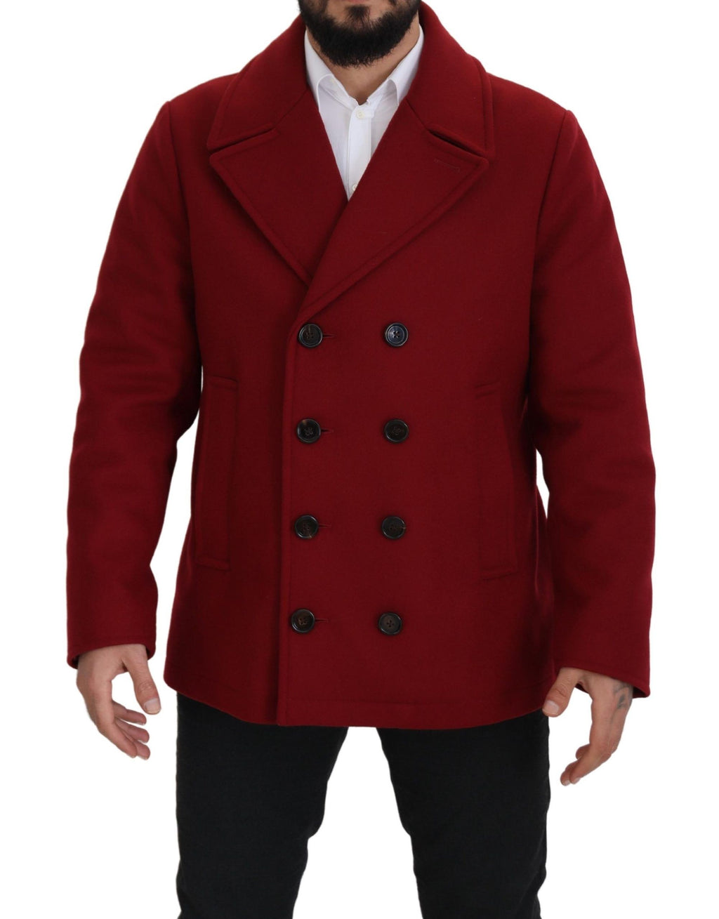 Dolce & Gabbana Elegant Red Double Breasted Wool Jacket