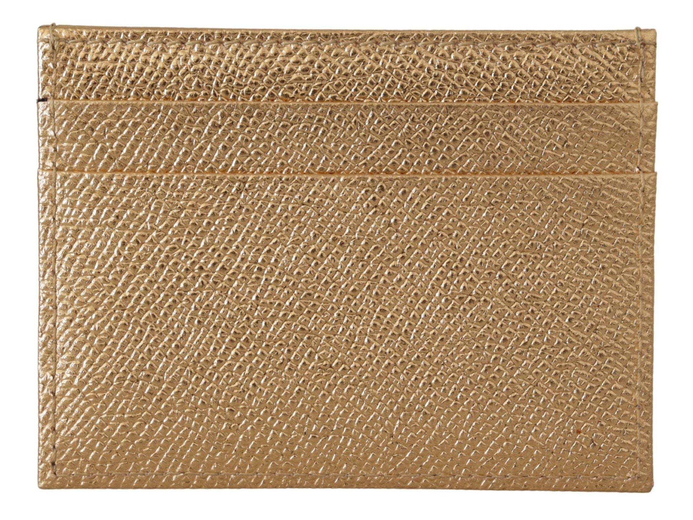 Dolce & Gabbana Elegant Gold Leather Cardholder