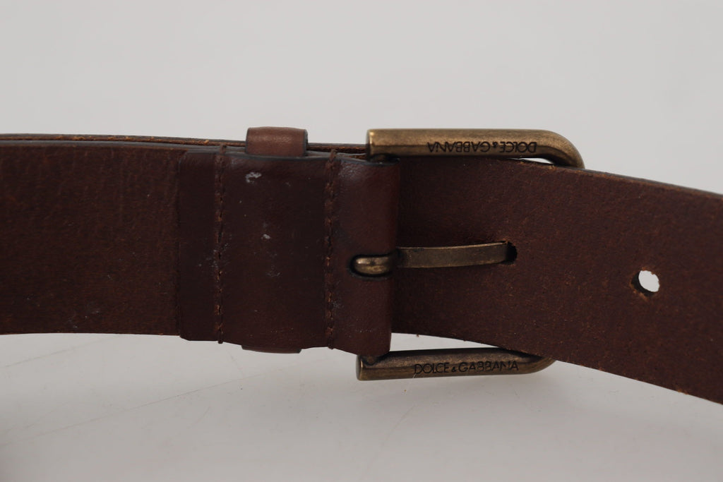 Dolce & Gabbana Elegant Brown Leather Belt with Metal Buckle