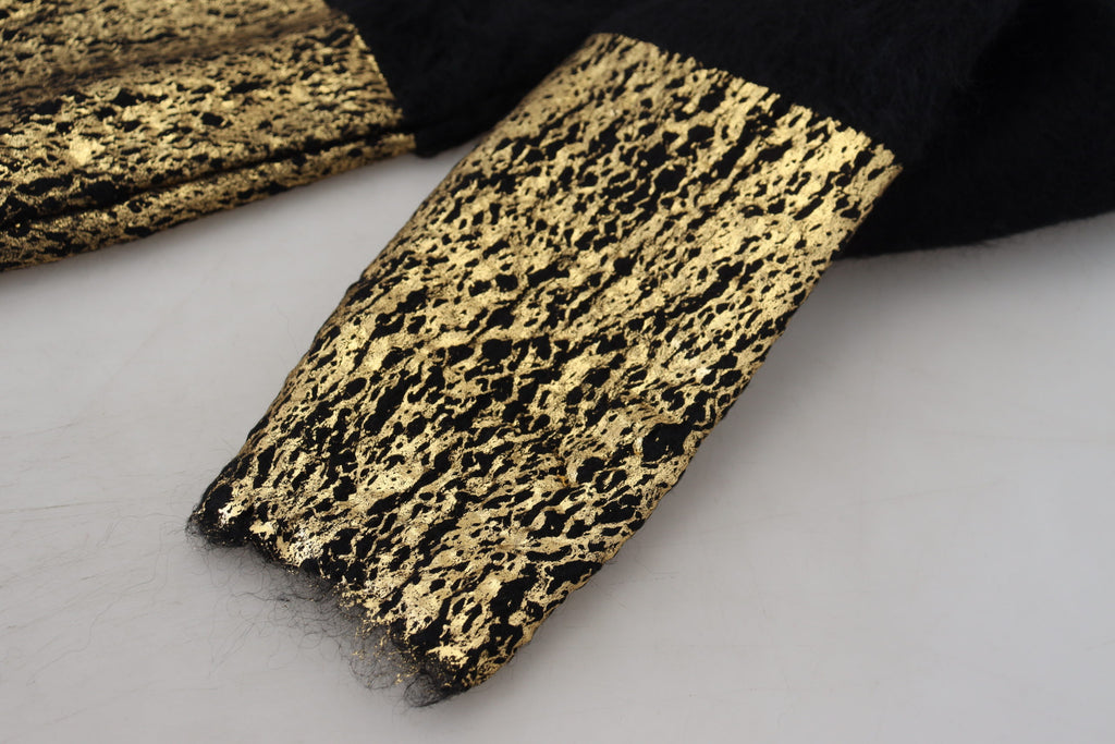 Dolce & Gabbana Stunning Black and Gold Crewneck Sweater