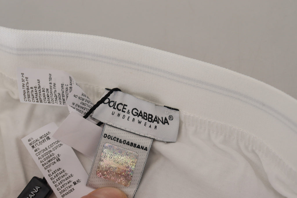 Dolce & Gabbana White Cotton Blend Regular Boxer Underwear