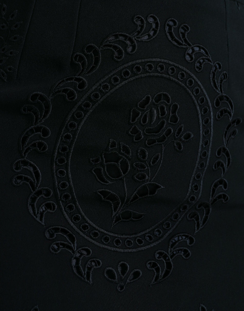 Dolce & Gabbana Black Floral Lace Bodycon Midi Dress