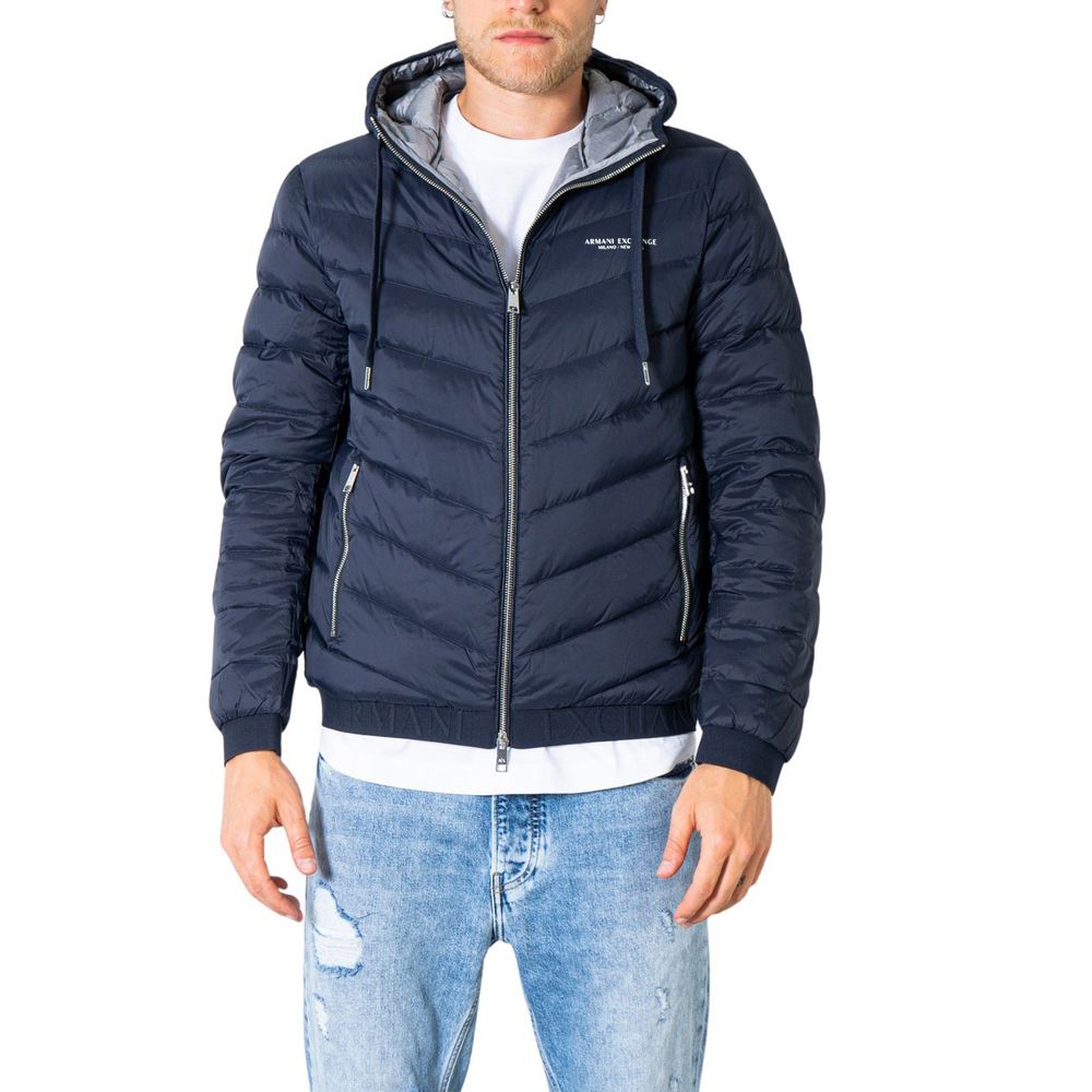 Armani Exchange Blue Polyester Jackets & Coat