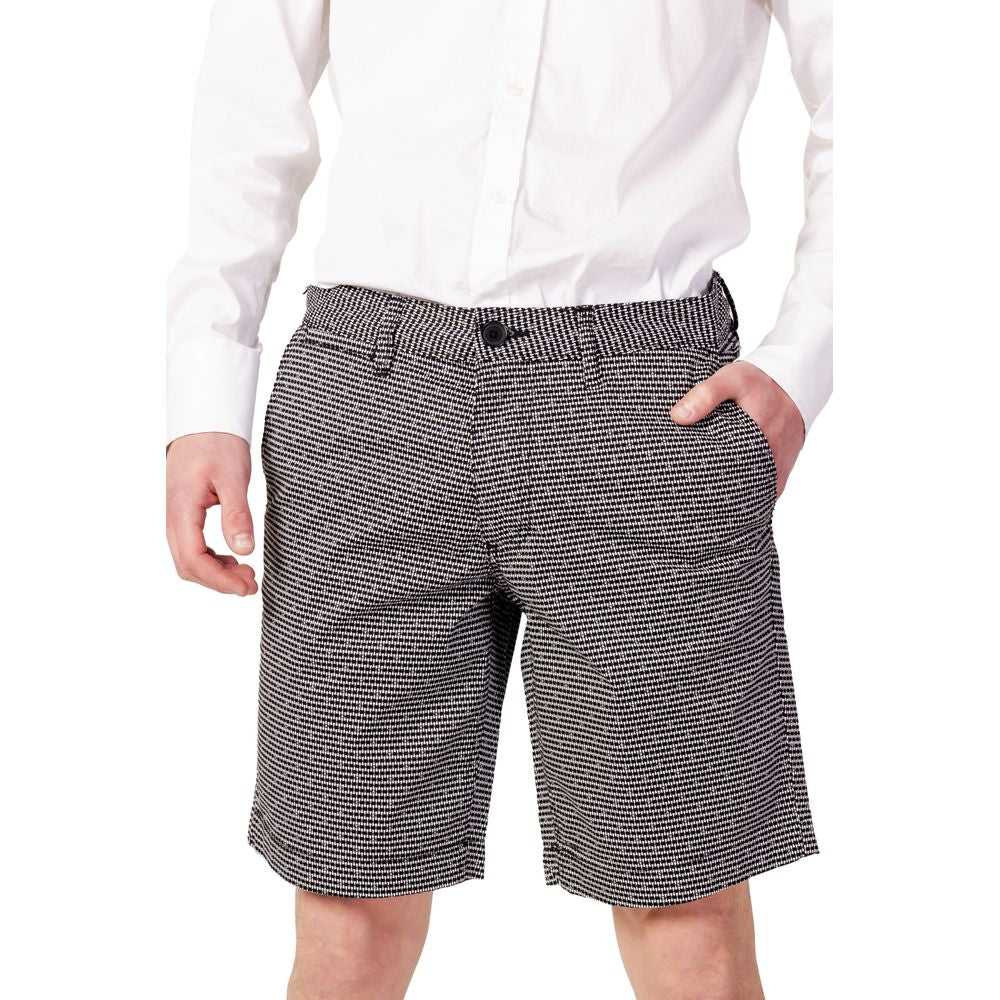 Armani Exchange Black And White Cotton Bermuda