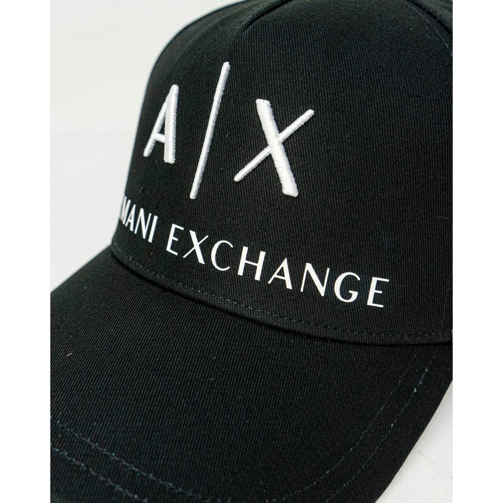 Armani Exchange Black Cotton Caps Baseball Hat