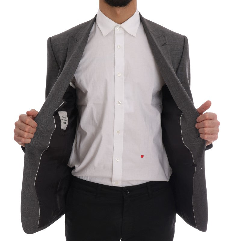 Dolce & Gabbana Sleek Gray Checkered Wool Blazer