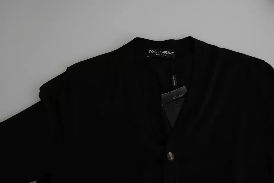 Dolce & Gabbana Black Wool Button Down Men Cardigan Sweater