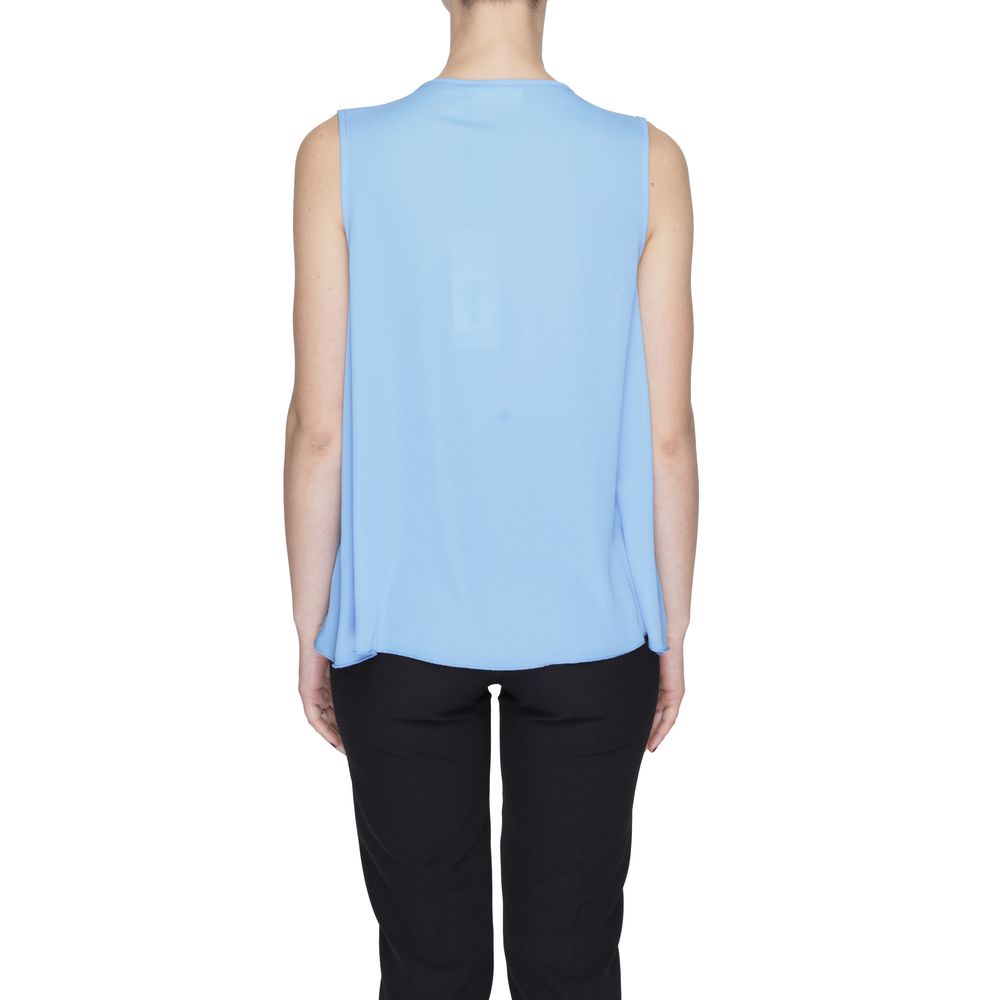 Sandro Ferrone Blue Polyester Blouse