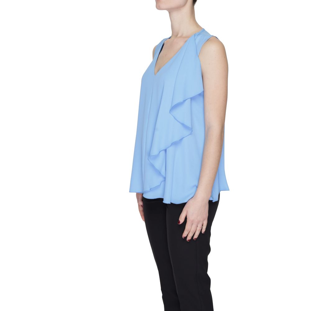 Sandro Ferrone Blue Polyester Blouse