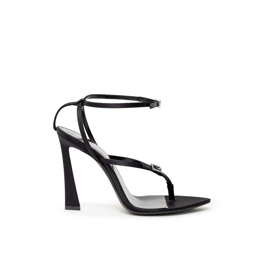 Saint Laurent Black Leather E Raso Sandal