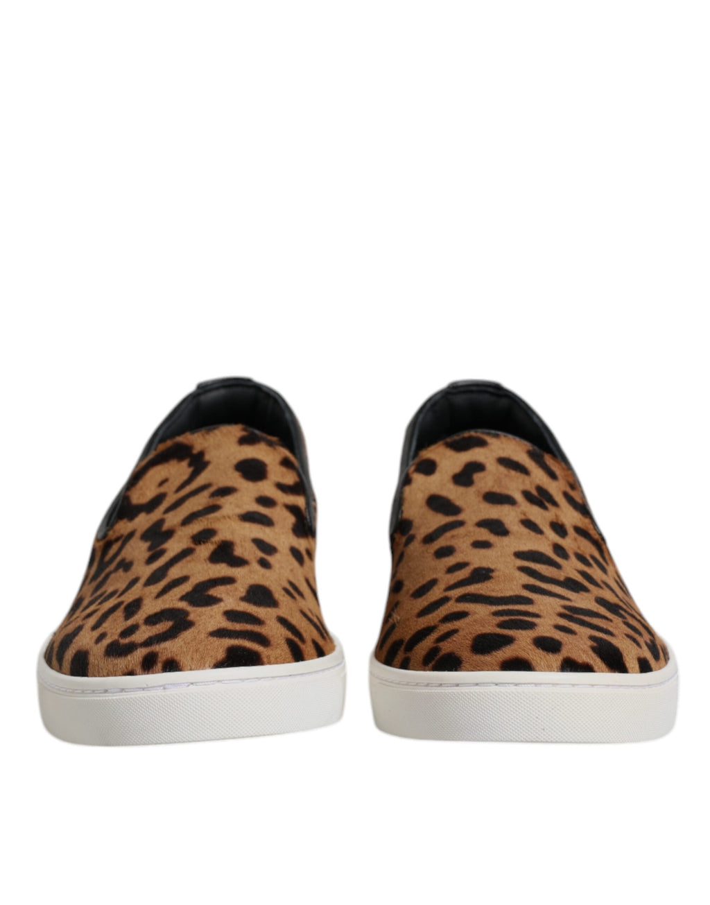 Dolce & Gabbana Brown Calfskin Fur Leopard Sneakers Shoes