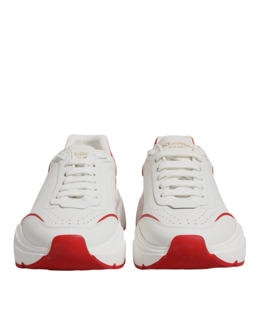 Dolce & Gabbana White Red Leather Daymaster Men Sneakers Shoes