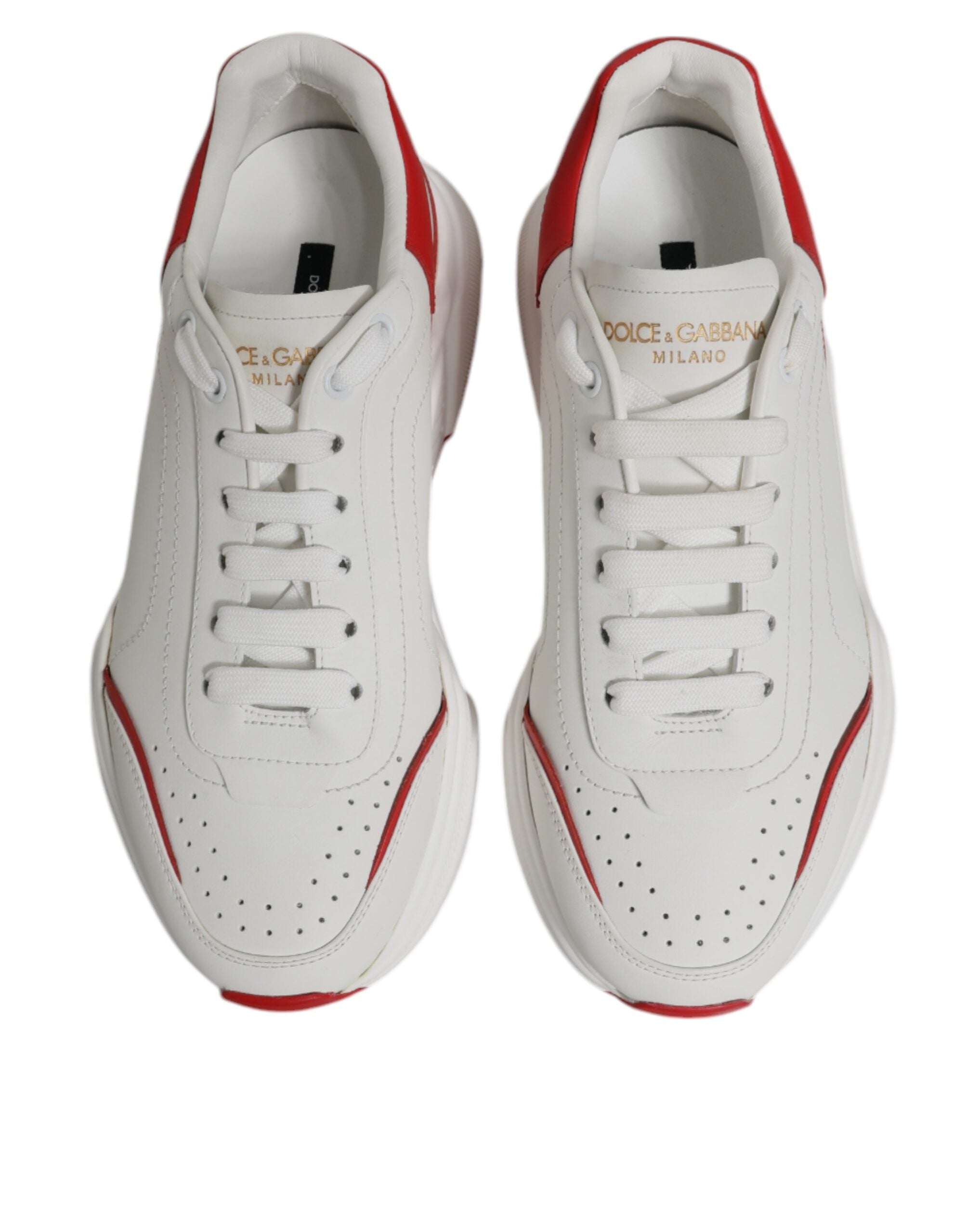 Dolce & Gabbana White Red Leather Daymaster Men Sneakers Shoes