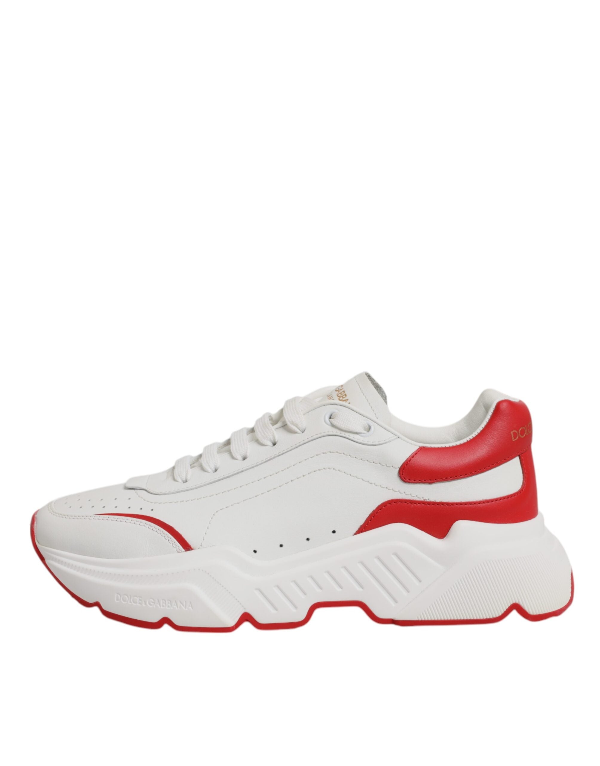 Dolce & Gabbana White Red Leather Daymaster Men Sneakers Shoes