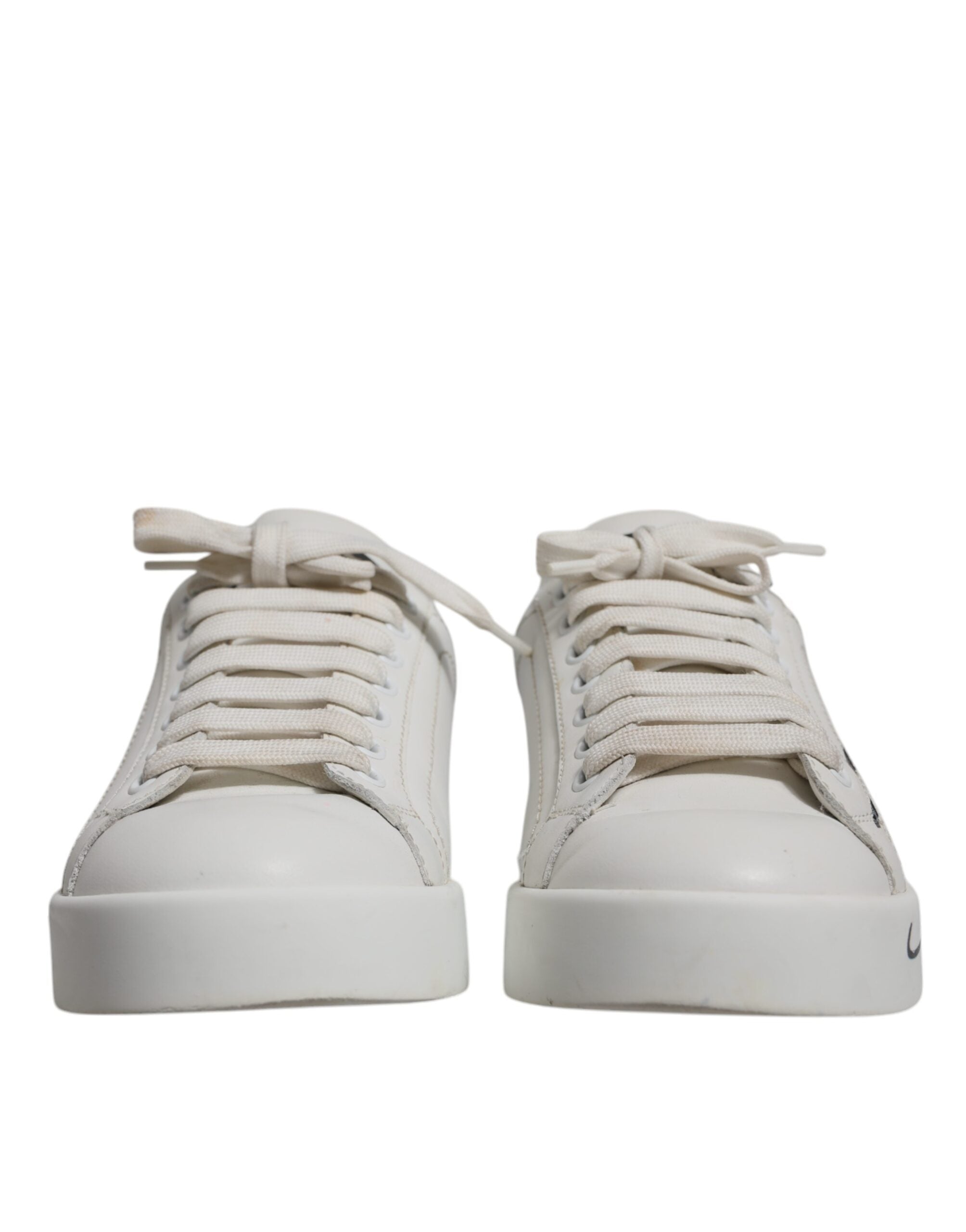 Dolce & Gabbana White Blue Logo Portofino Sneakers Shoes