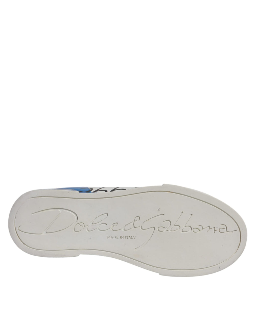 Dolce & Gabbana White Blue Logo Portofino Sneakers Shoes