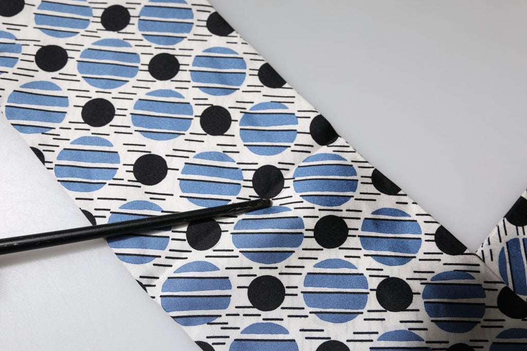 Dolce & Gabbana White Blue Polka Dotted Silk Skinny Scarf