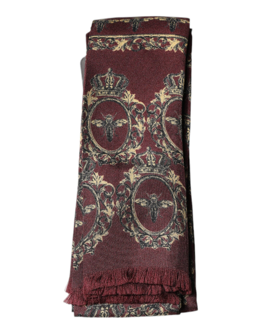 Dolce & Gabbana Bordeaux Printed Silk Neck Wrap Shawl Scarf