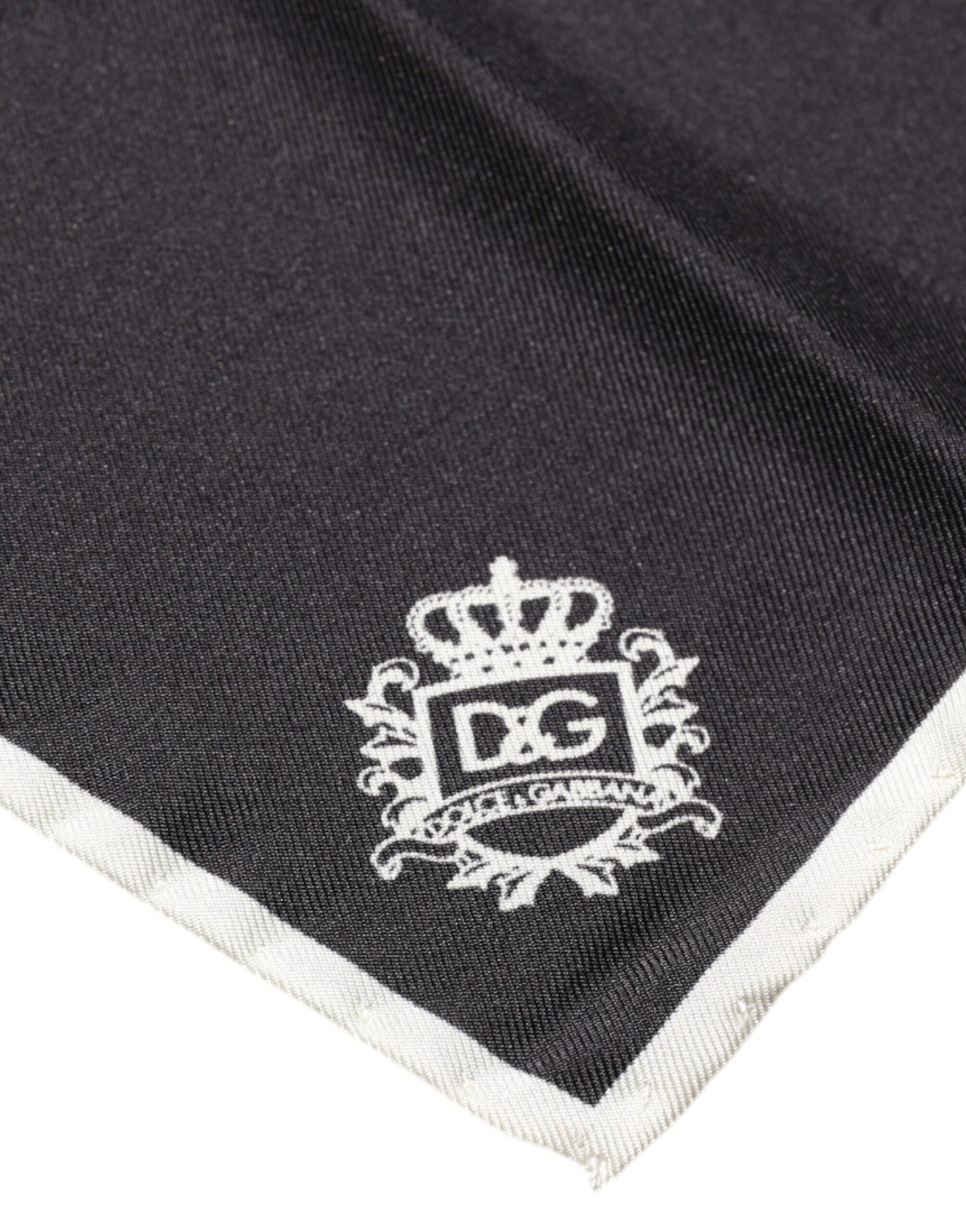 Dolce & Gabbana Black Crown Logo Square Handkerchief Scarf