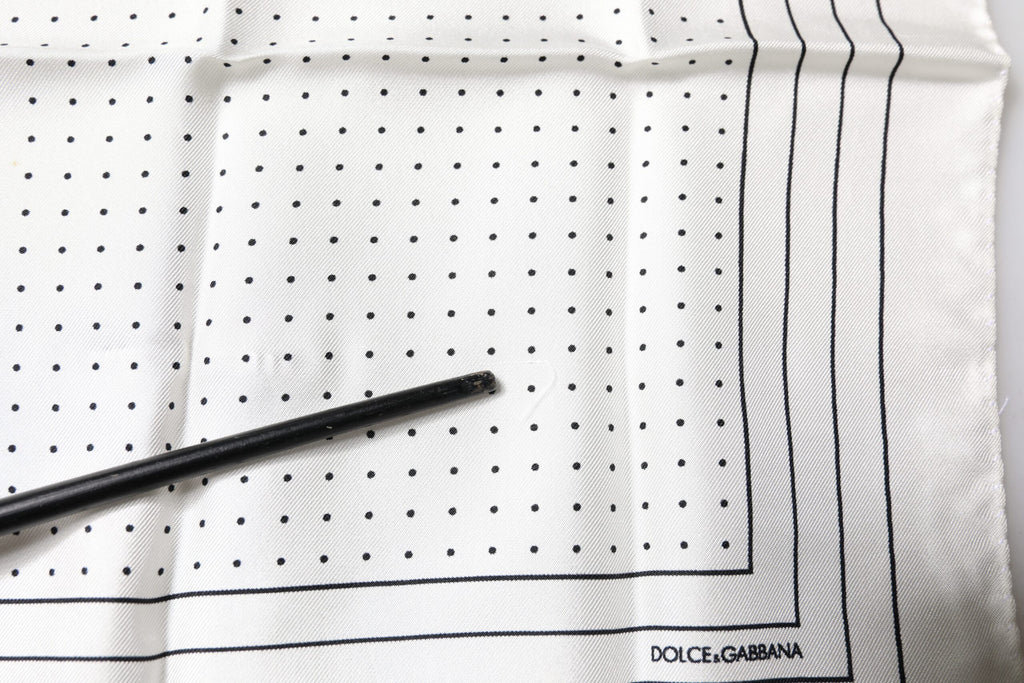 Dolce & Gabbana White Polka Dots Square Handkerchief Scarf