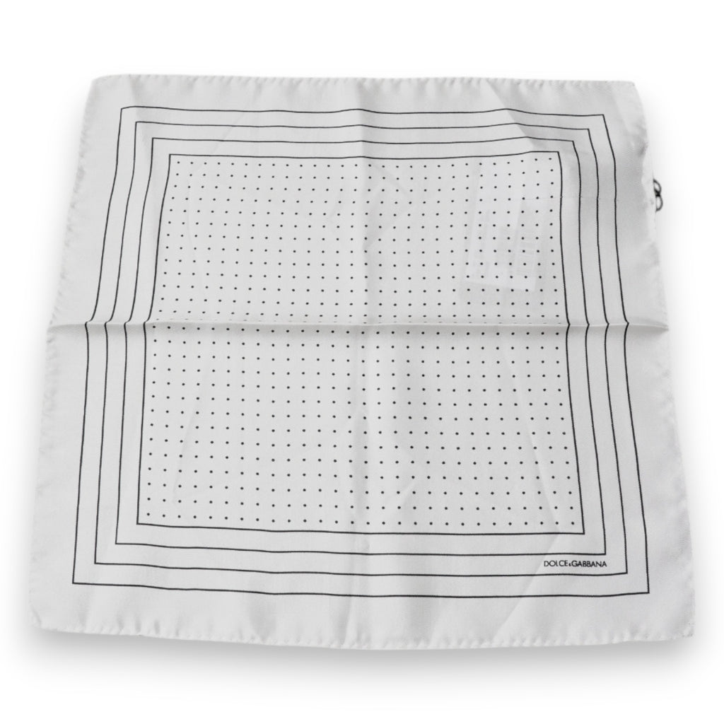 Dolce & Gabbana White Polka Dots Square Handkerchief Scarf