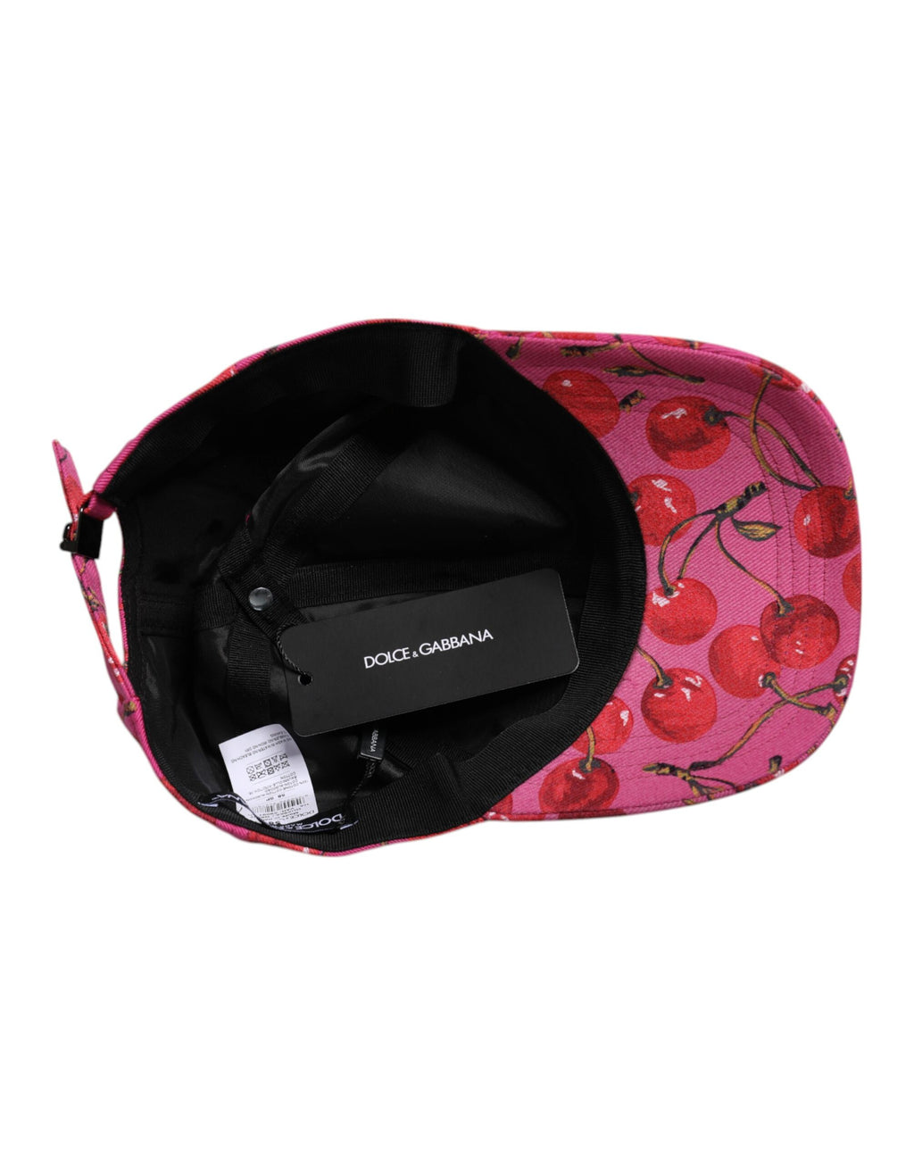Dolce & Gabbana Pink Cherry Print Cotton Baseball Cap