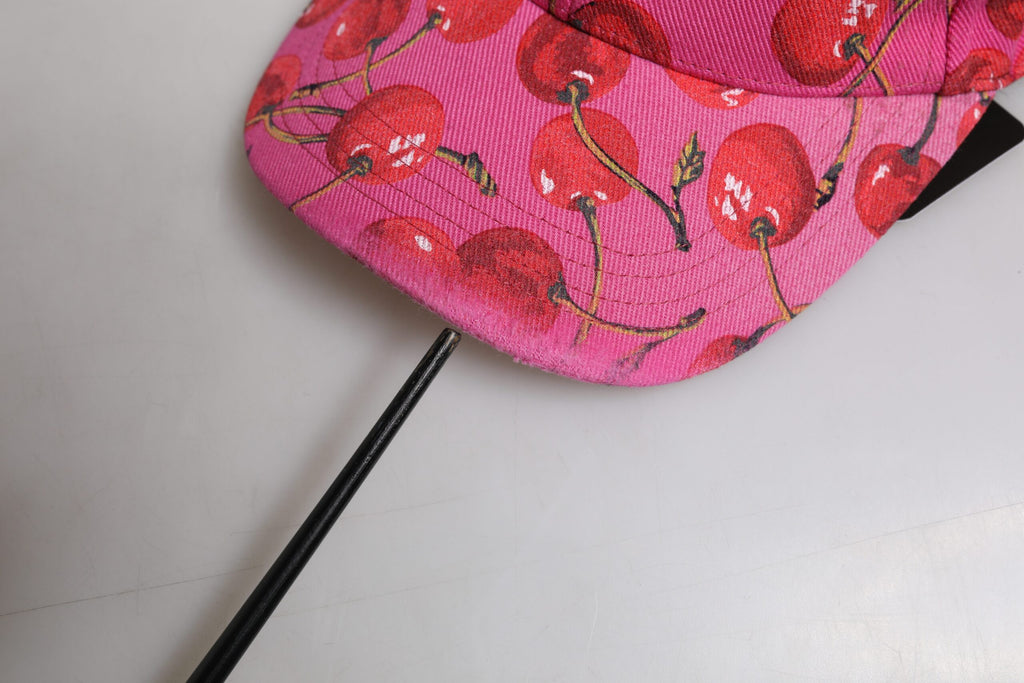 Dolce & Gabbana Pink Cherry Print Cotton Baseball Cap
