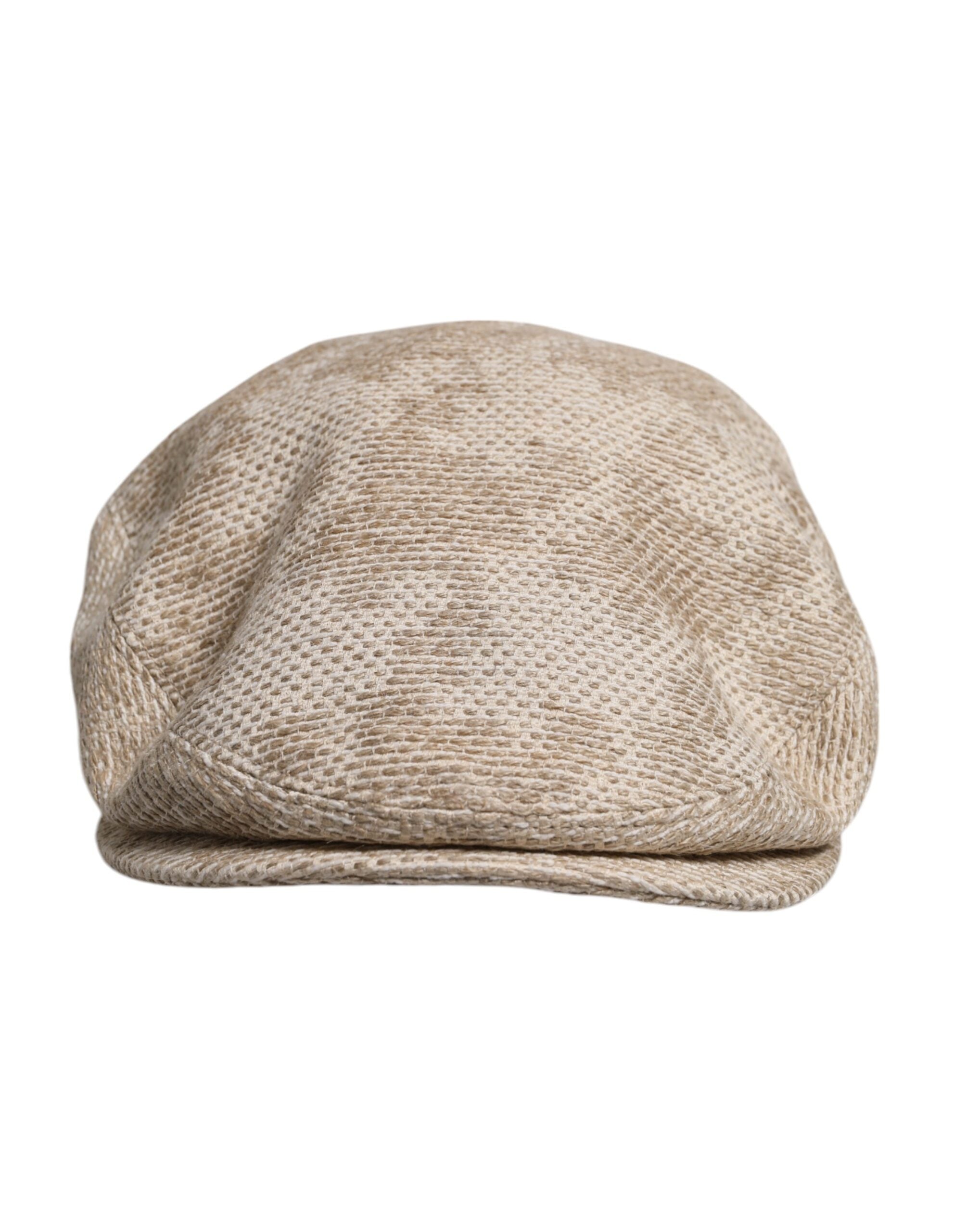 Dolce & Gabbana Beige Floral Linen Newsboy Hat