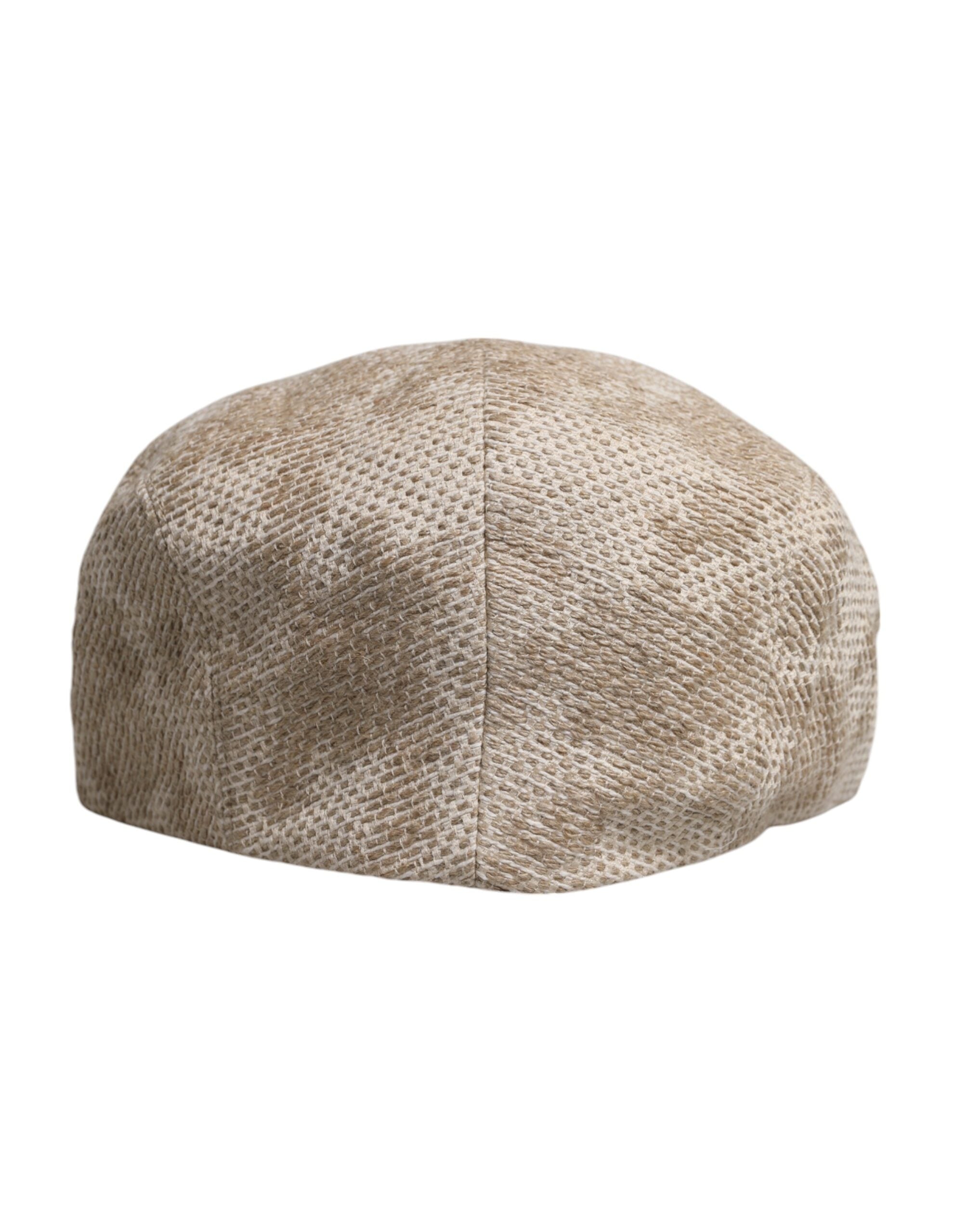 Dolce & Gabbana Beige Floral Linen Newsboy Hat