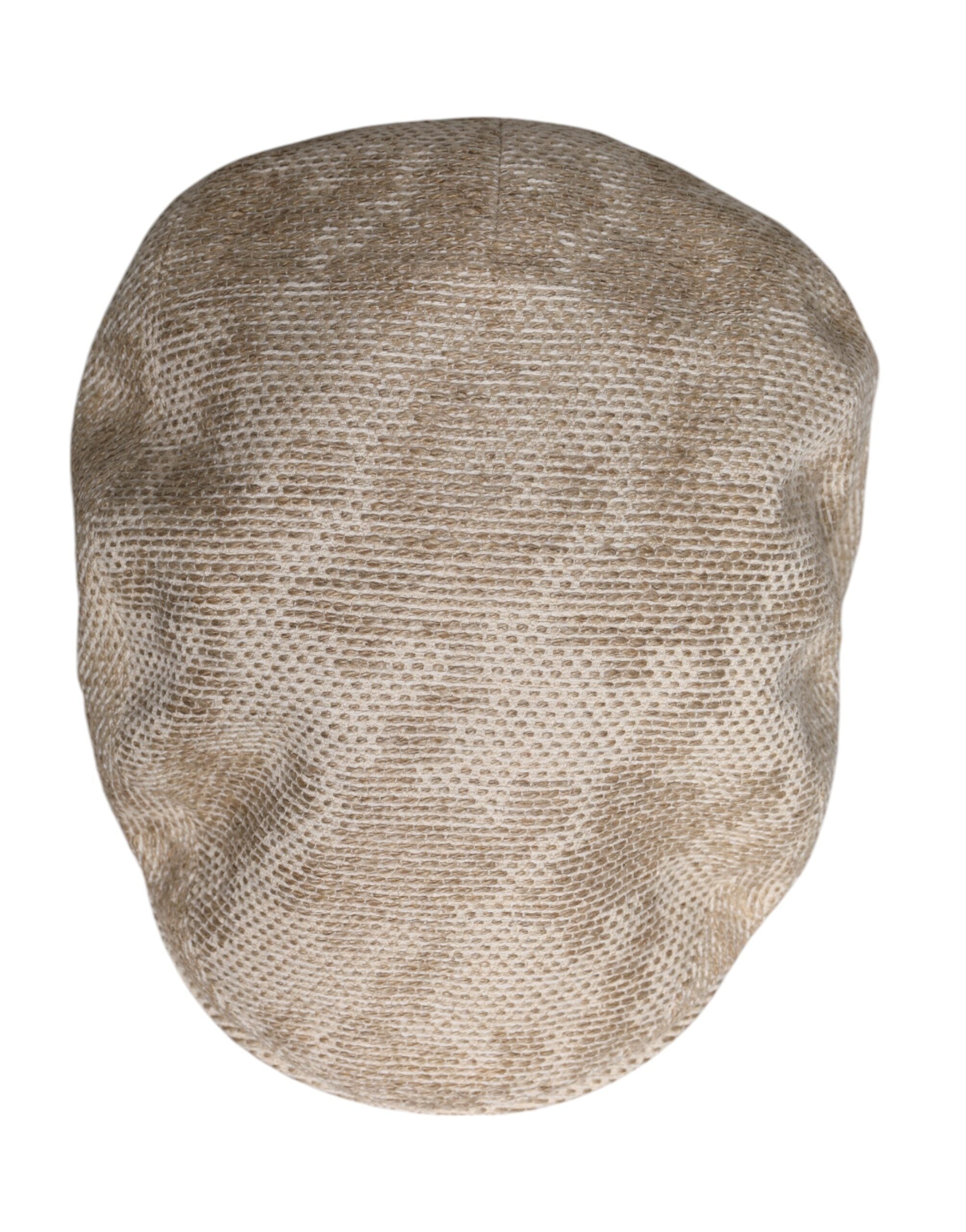 Dolce & Gabbana Beige Floral Linen Newsboy Hat