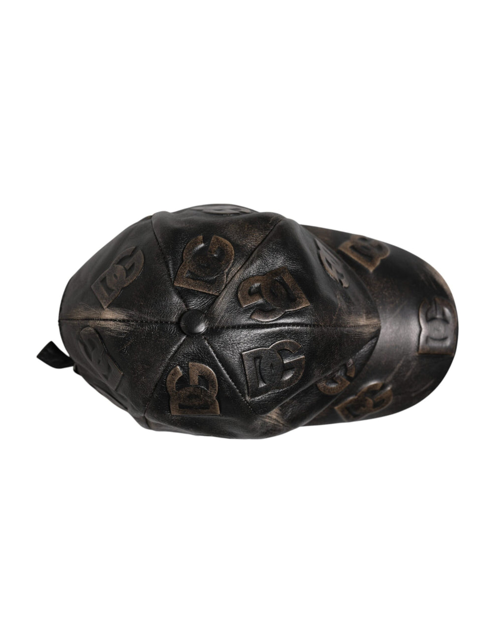 Dolce & Gabbana Brown Leather Logo Monogram Baseball Cap