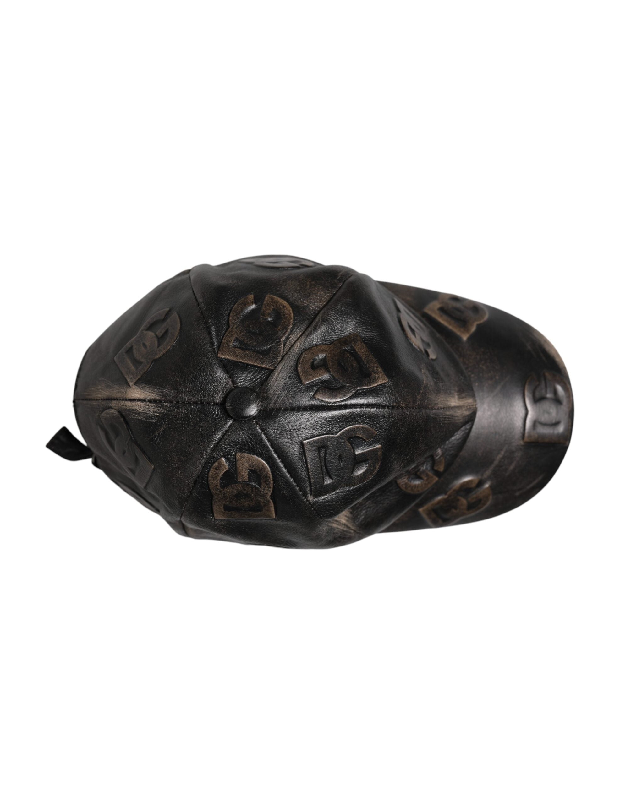 Dolce & Gabbana Brown Leather Logo Monogram Baseball Cap