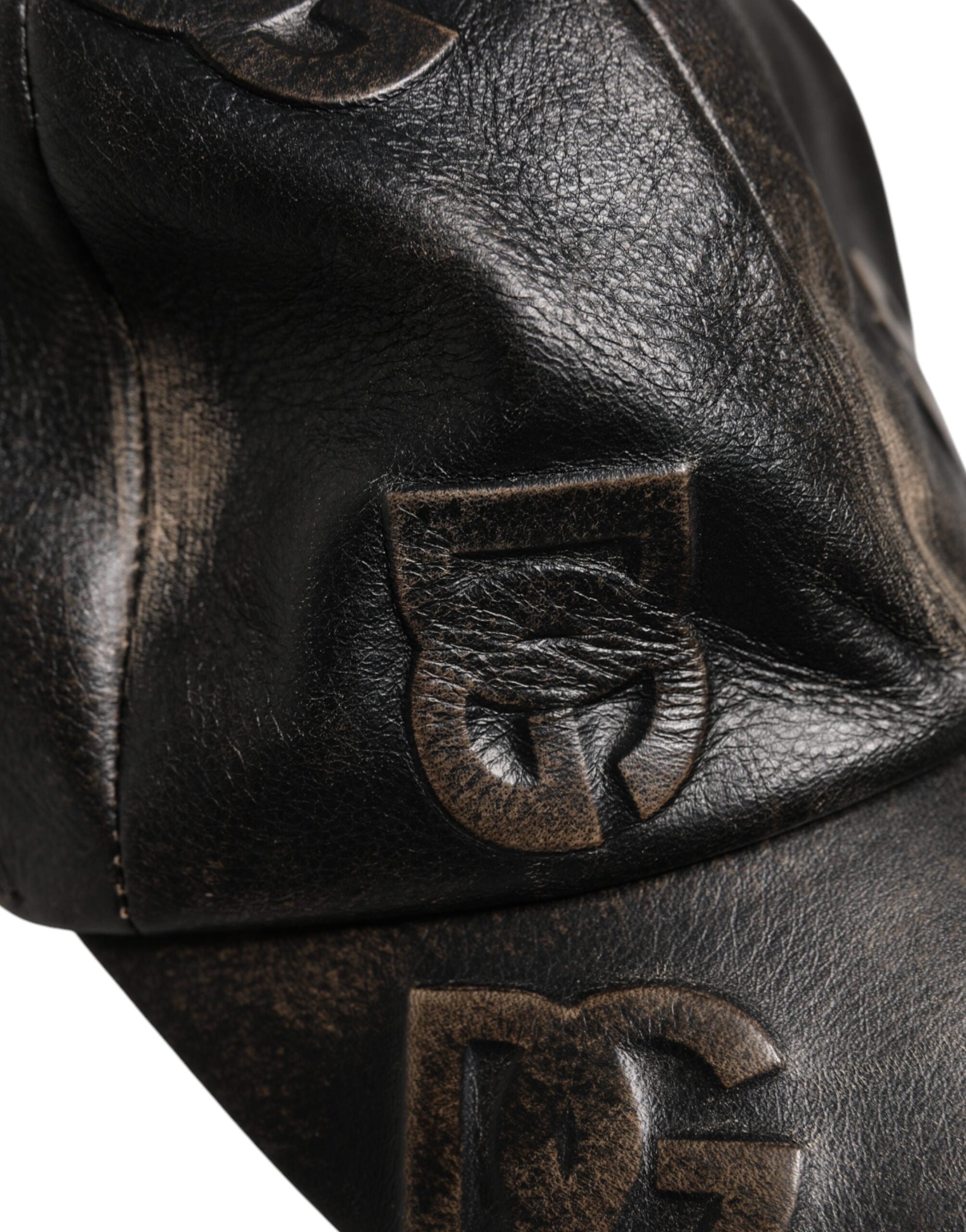 Dolce & Gabbana Brown Leather Logo Monogram Baseball Cap