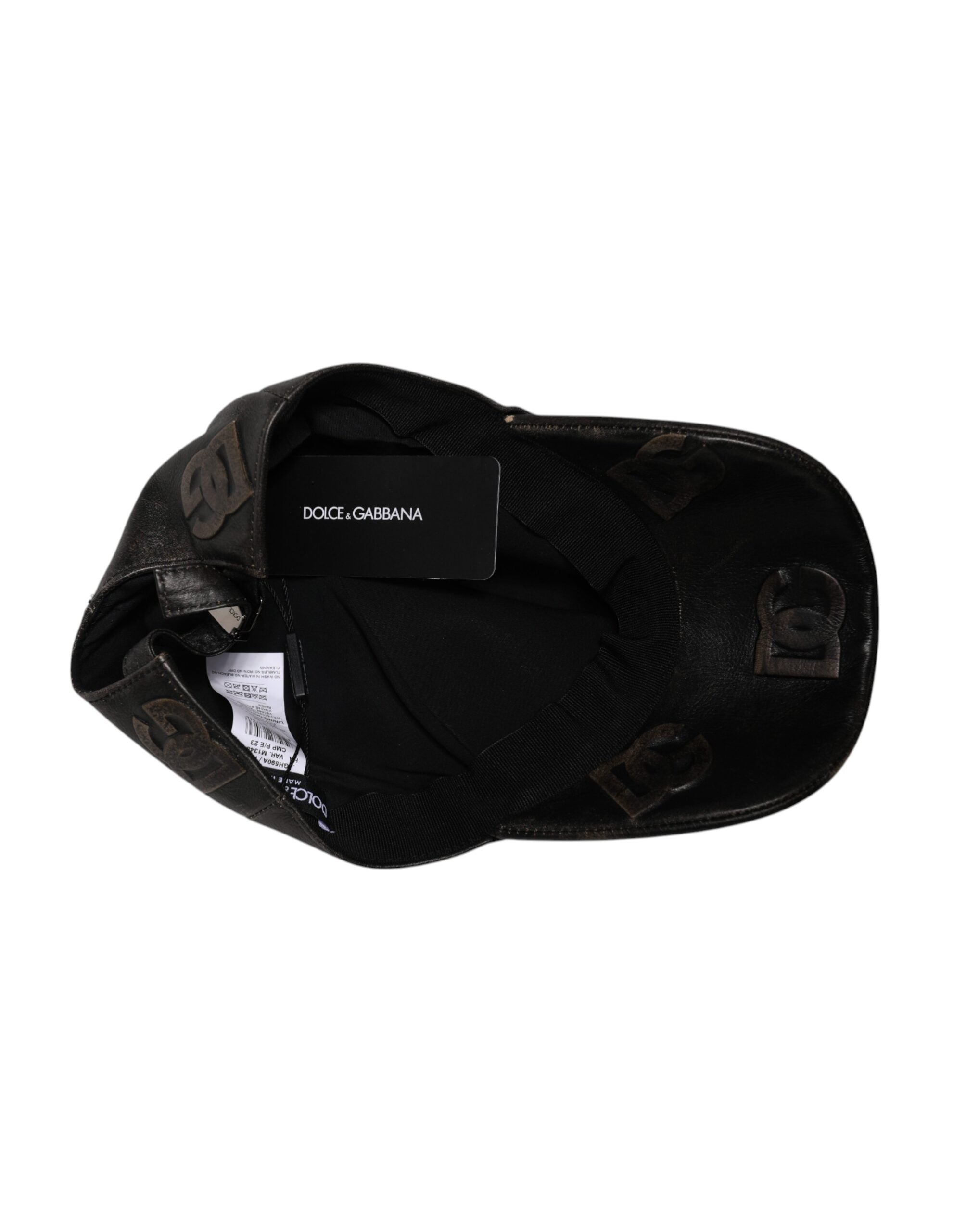 Dolce & Gabbana Brown Leather Logo Monogram Baseball Cap