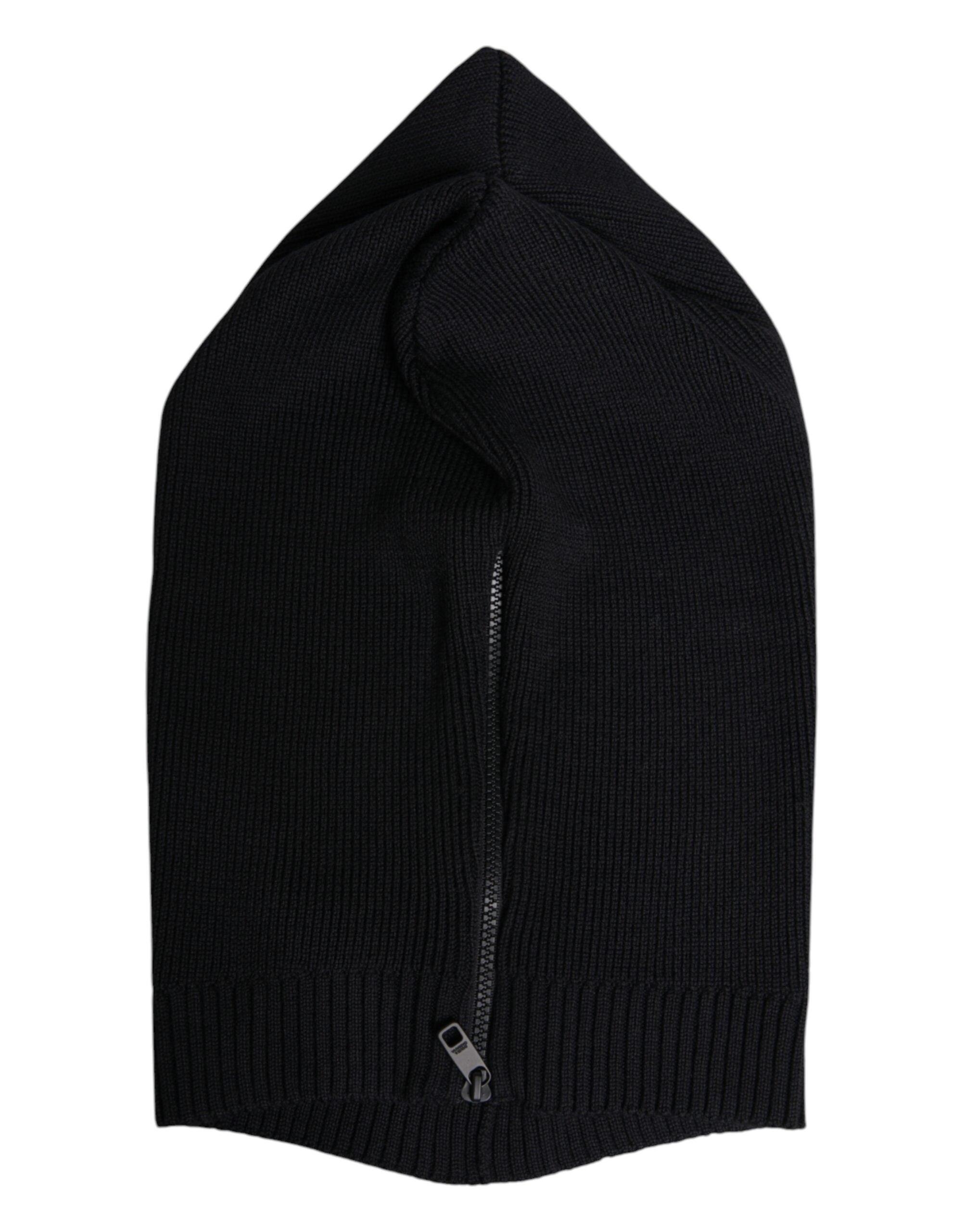 Dolce & Gabbana Black Wool Whole Head Wrap Balaclava Hat
