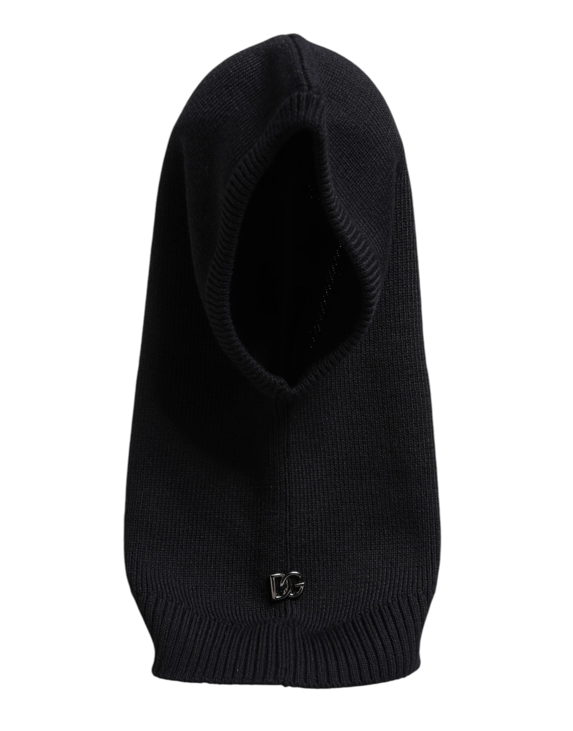 Dolce & Gabbana Black Wool Whole Head Wrap Balaclava Hat