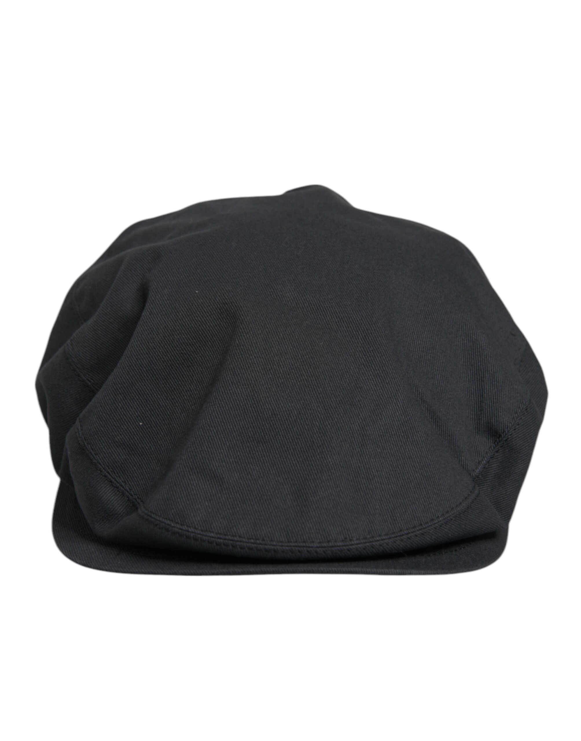 Dolce & Gabbana Black Cotton Newsboy Capello Cabbie Hat