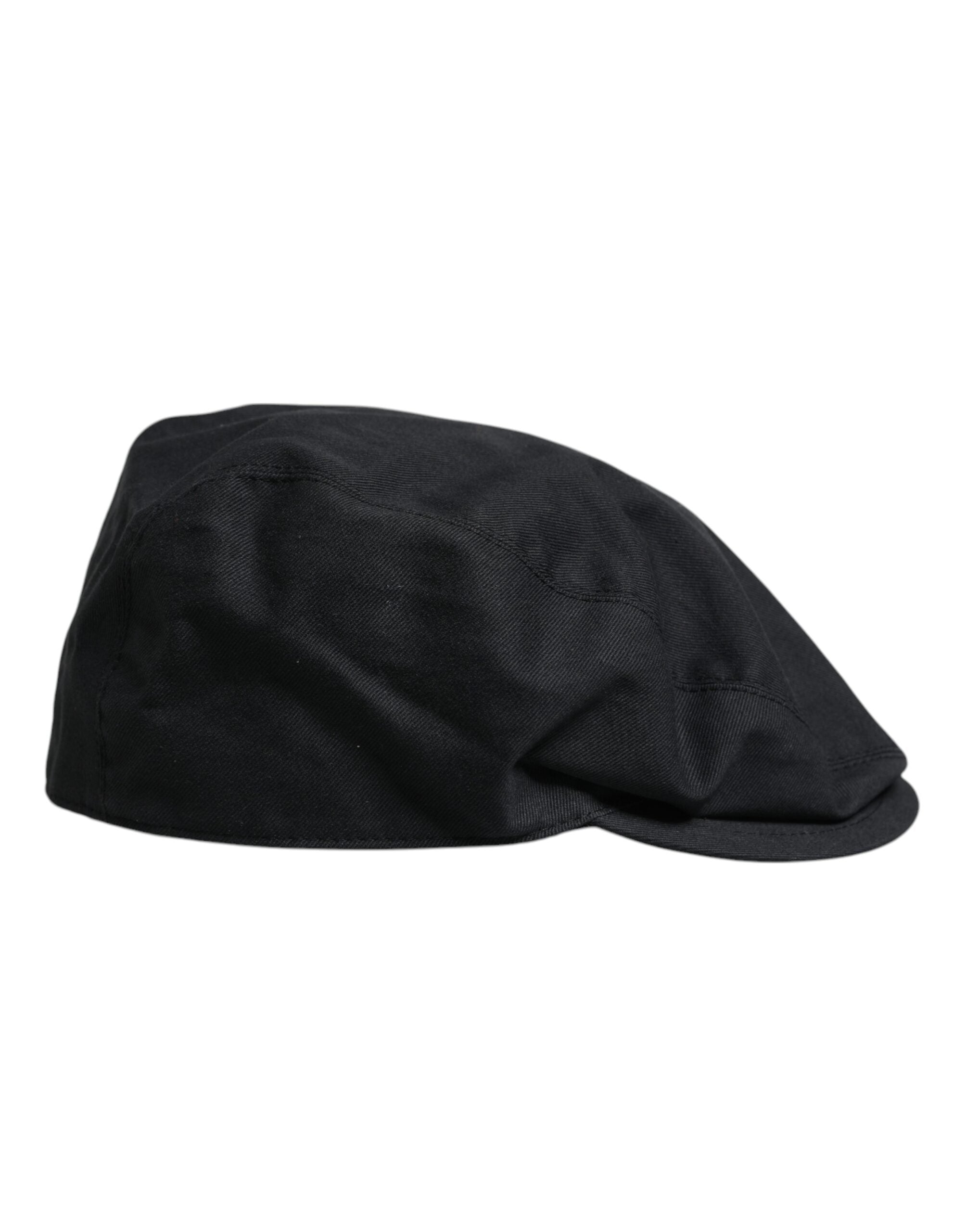 Dolce & Gabbana Black Cotton Newsboy Capello Cabbie Hat