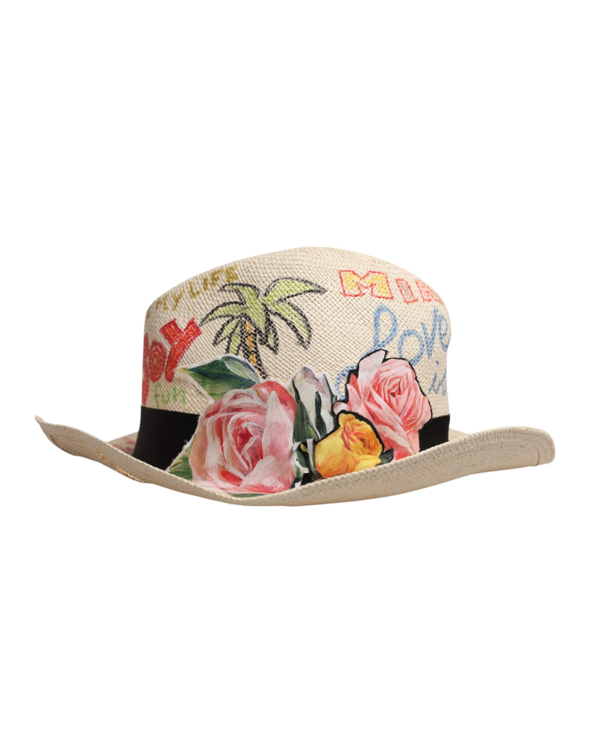 Dolce & Gabbana Multicolor Floral Women Fedora Wide Brim Hat