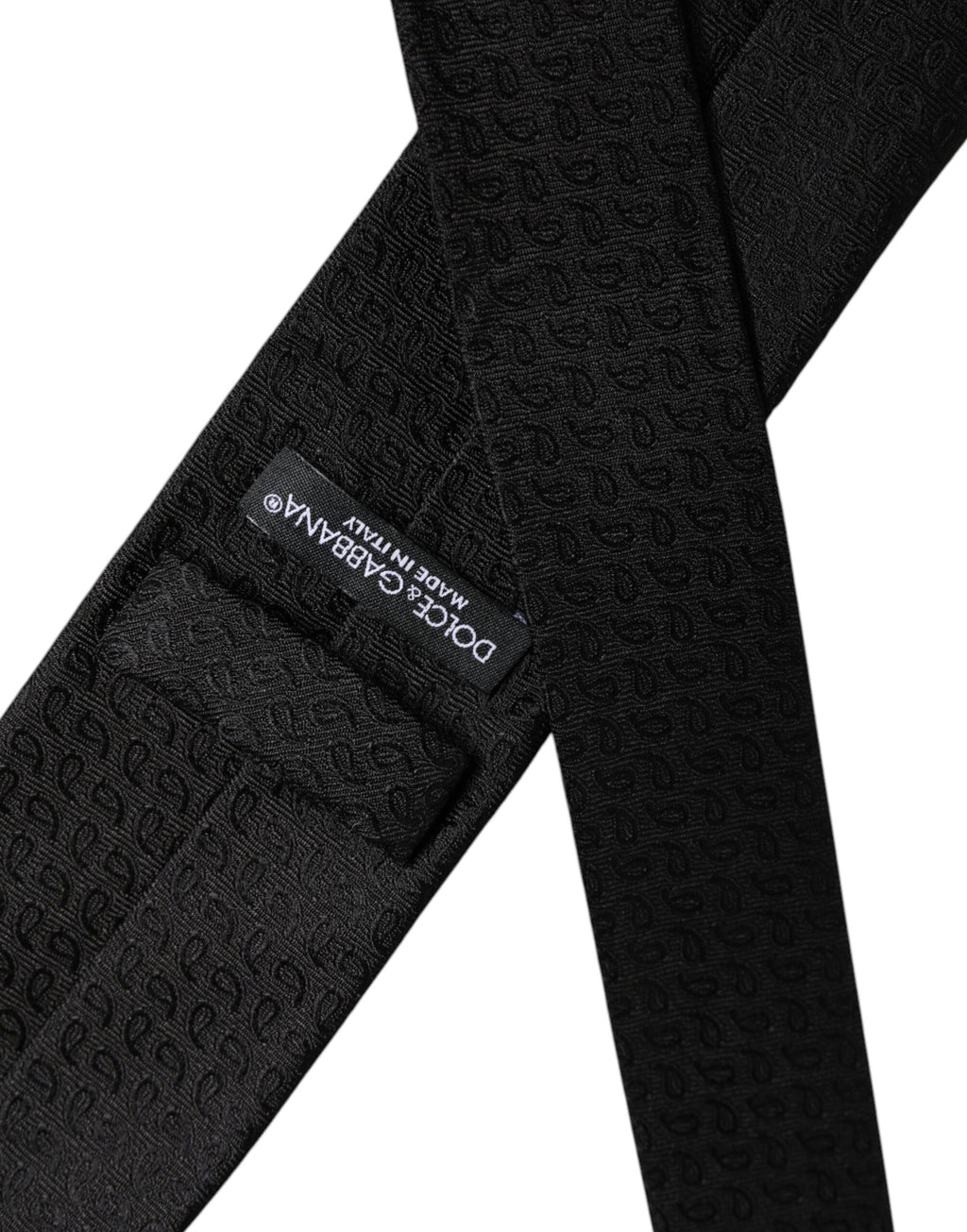 Dolce & Gabbana Black Patterned Silk Adjustable Necktie Tie
