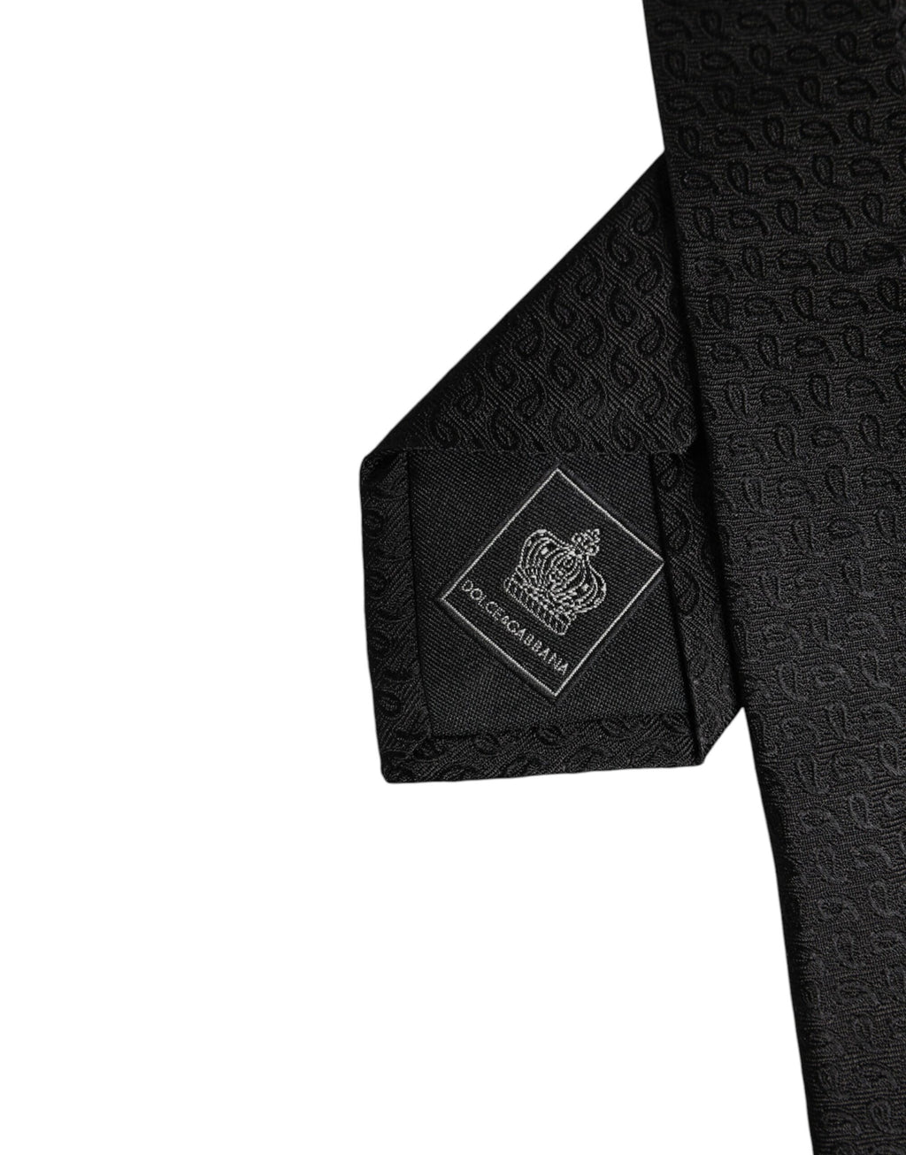 Dolce & Gabbana Black Patterned Silk Adjustable Necktie Tie