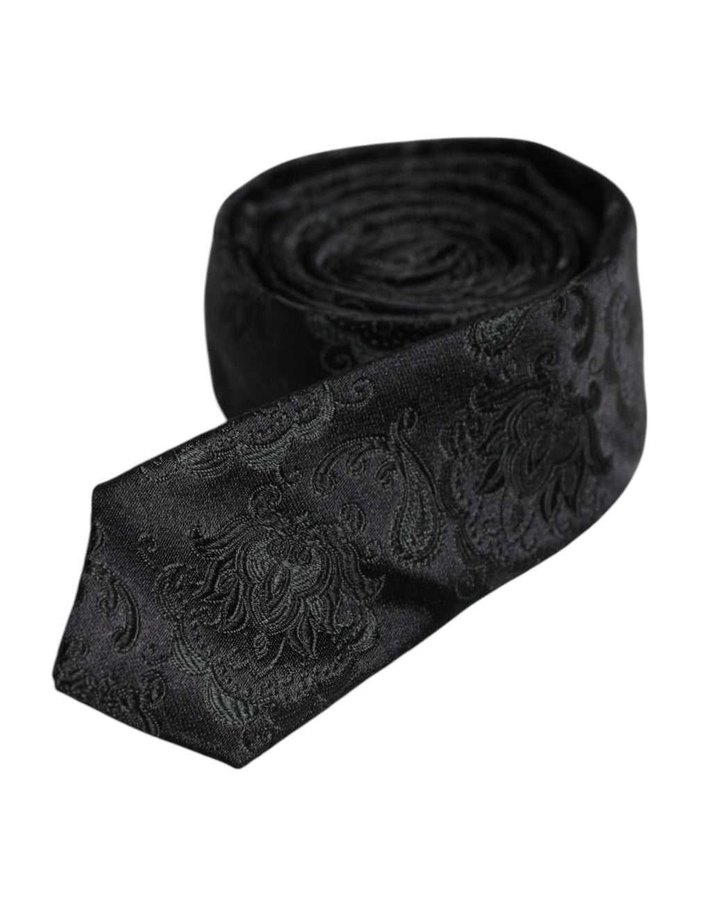 Dolce & Gabbana Dark Green Floral Silk Adjustable Necktie Tie