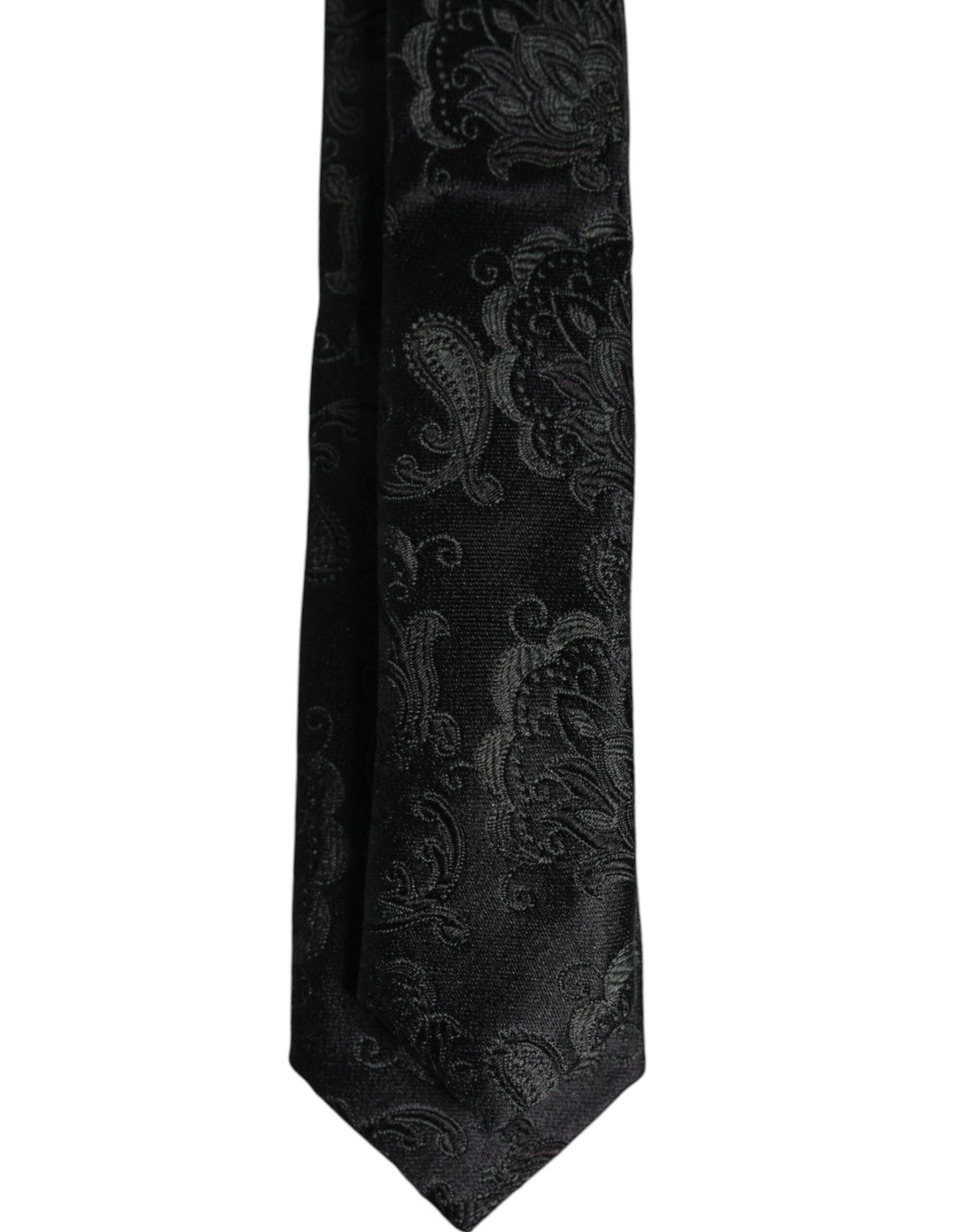 Dolce & Gabbana Dark Green Floral Silk Adjustable Necktie Tie