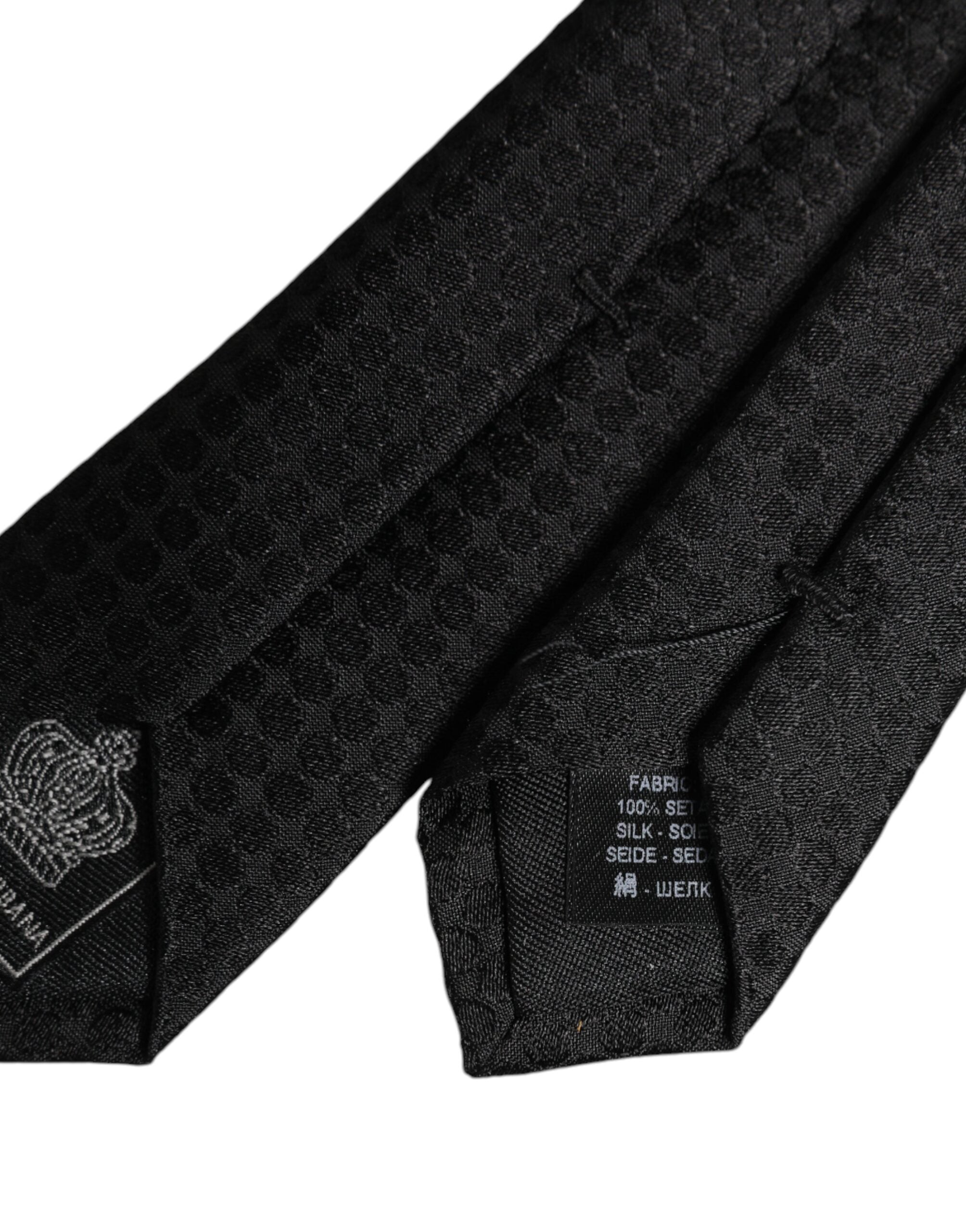 Dolce & Gabbana Black Circles Silk Adjustable Necktie Tie