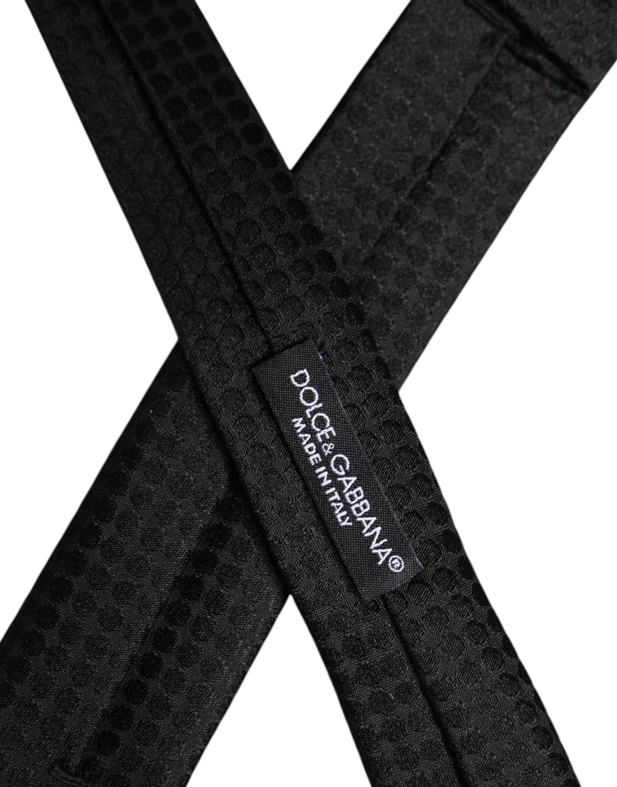 Dolce & Gabbana Black Circles Silk Adjustable Necktie Tie